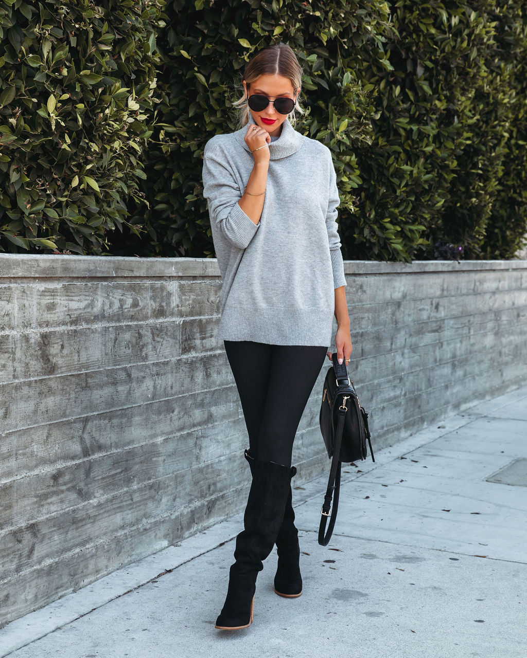 Faith Turtleneck Knit Sweater - Heather Grey - Se7enfashion