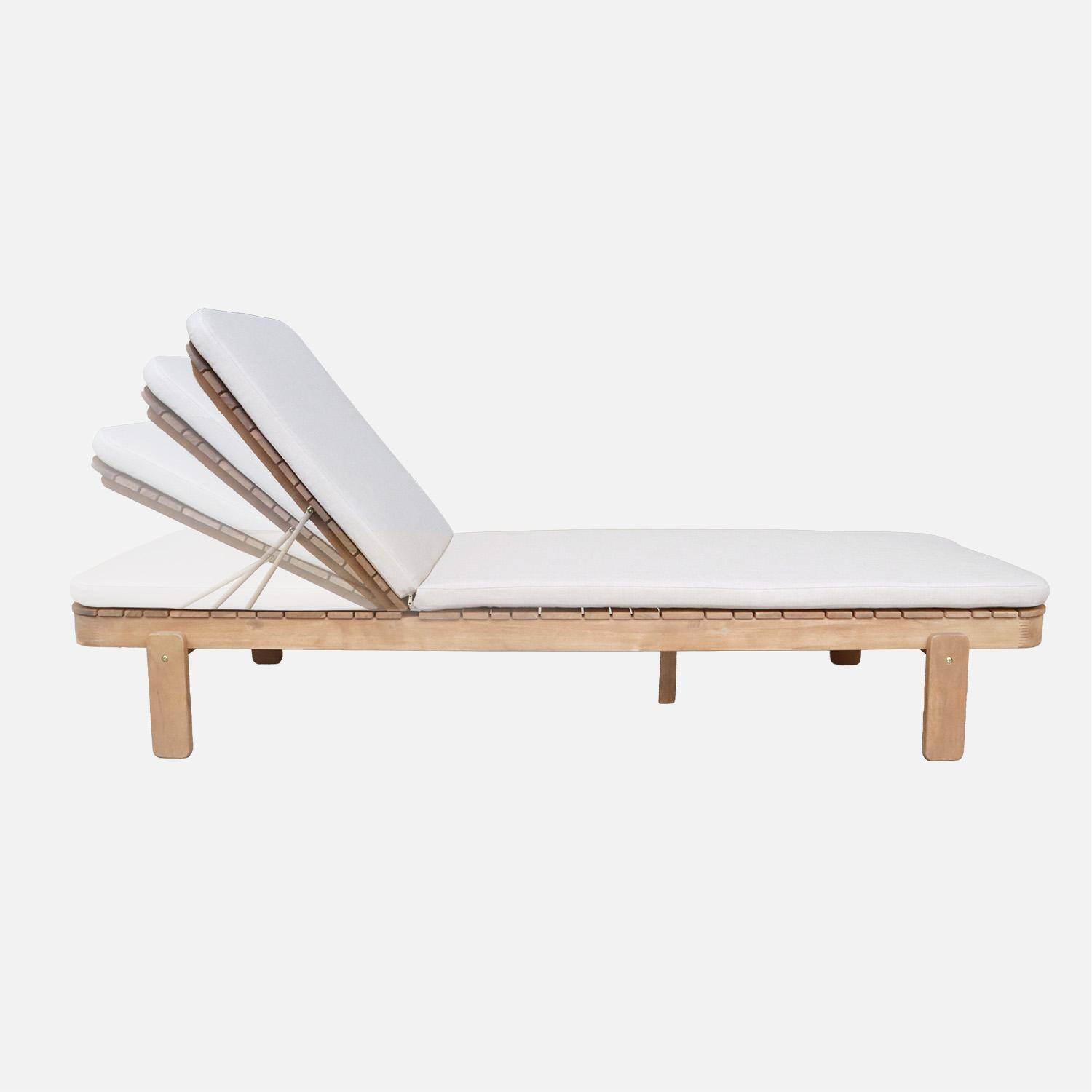 Zenya - Tumbona de madera de acacia multiposición con cojín