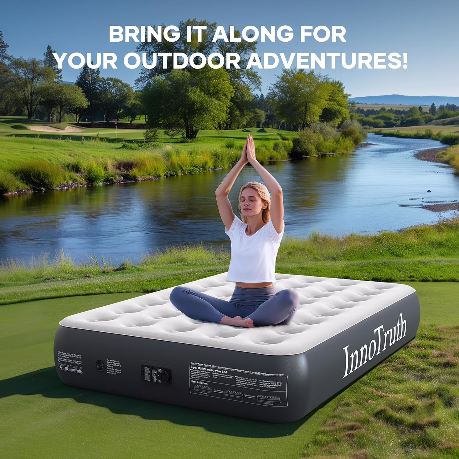 Camping Air Mattress Bed, Full Size with Built in Pump