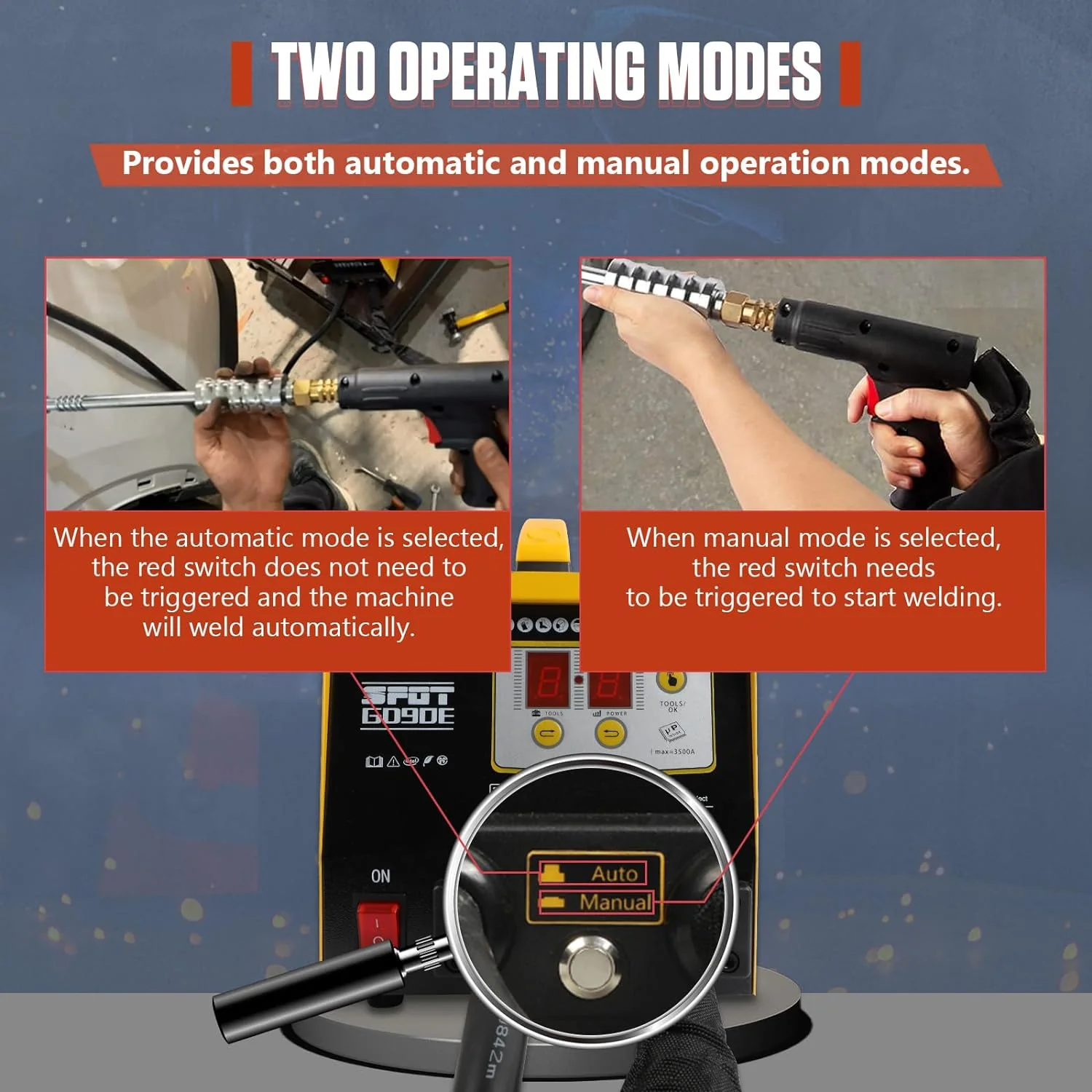 Vehicle Panel Spot Puller Dent Spotter 110V, 3500A Spot Dent Puller Welder, 3KW Car Body Stud Welding Machine Multispot Bonnet Door Repair Tool Kit