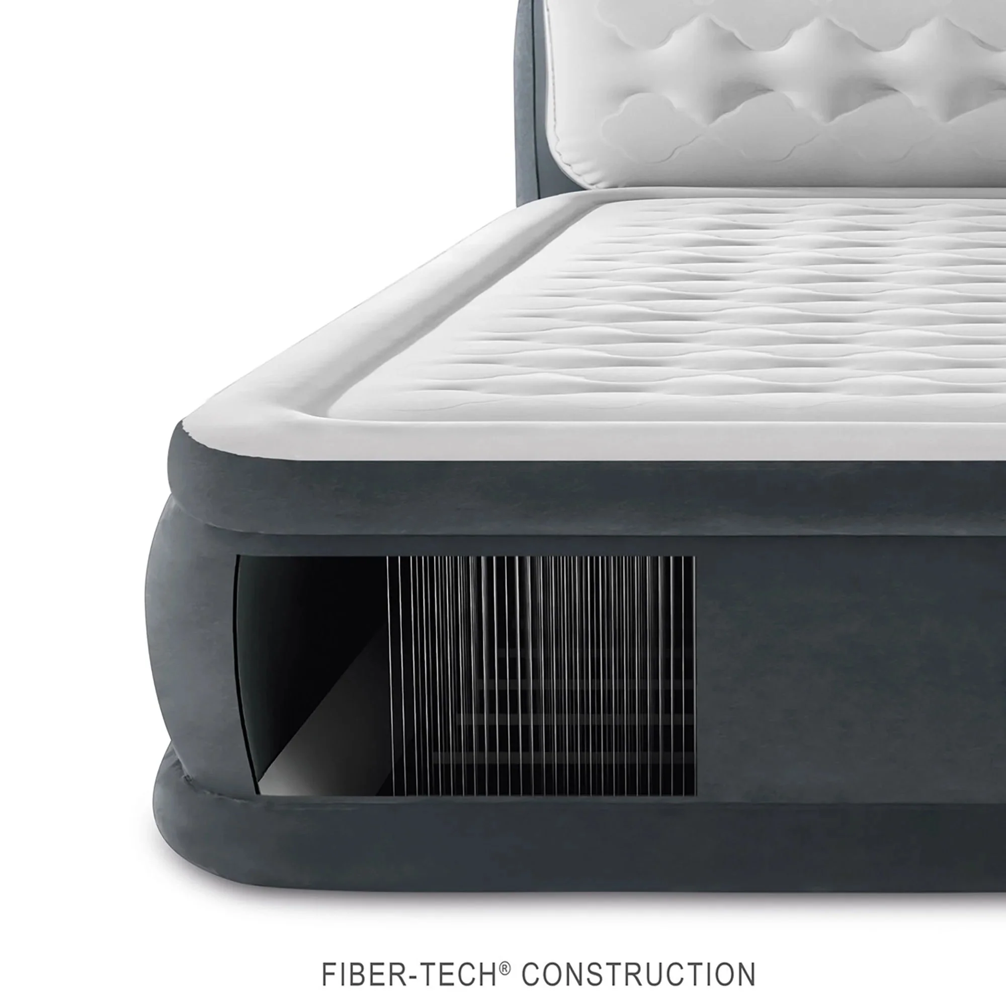 Intex Dura-Beam Deluxe Ultra Plush Headboard Queen Airbed, Gray, 18in, Built-In Pump - 64447ED - Image 4 Intex Dura-Beam Deluxe Ultra Plush Headboard Queen Airbed, Gray, 18in, Built-In Pump - 64447ED - Image 4