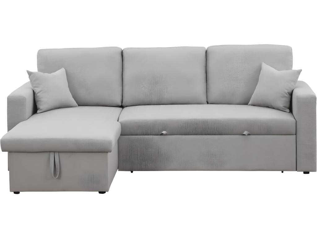 Sofá rinconera convertible con box - 3 plazas - gris claro