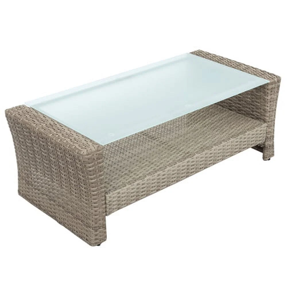 Harper & Bright Designs 4 Pieces Patio Wicker Chair with Ottoman and Coffee Table, Outdoor Rattan Loveseat Sectional Sofa Furniture Set for Garden, Beige Cushions - Image 11