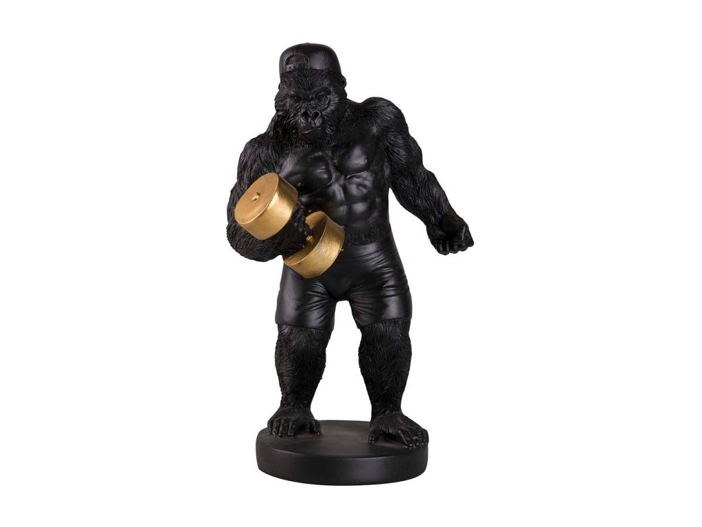 Figura Kingkong Pesas Resina Negra 18x15x30 Cm