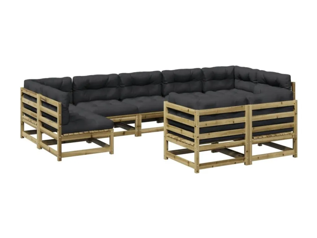 Set de sofás jardín 9 pzas con cojines Prietocasa impregnada