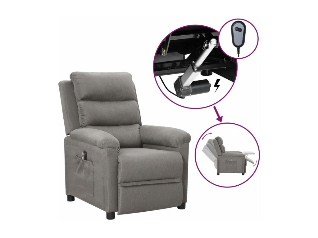 Sillón reclinable eléctrico tela gris claro