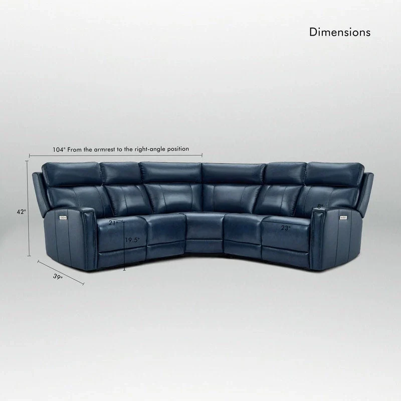 104" 3-Color Genuine Leather Power Reclining Sectional Sofa with Zero Gravity Feature, USB & USB-C Ports, and 2 Stationary Armless Chairs