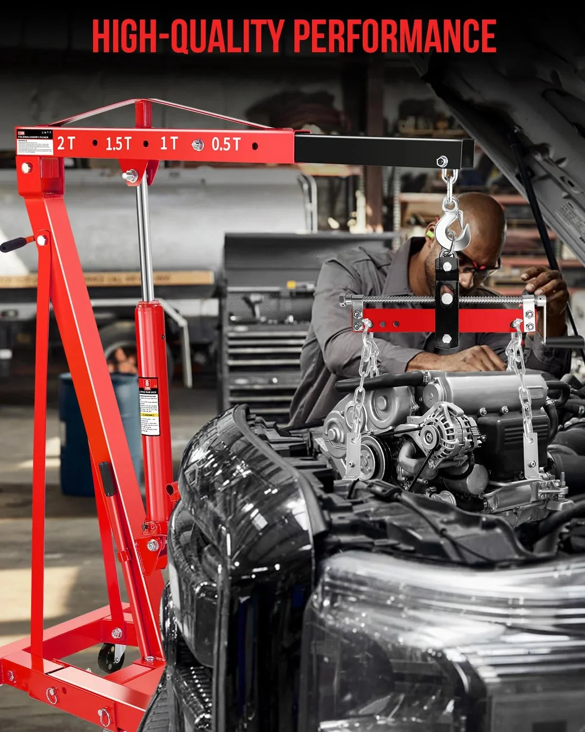Garvee 2 Ton Hydraulic Folding Shop Crane Engine Hoist With Lever - Image 5 Garvee 2 Ton Hydraulic Folding Shop Crane Engine Hoist With Lever - Image 5