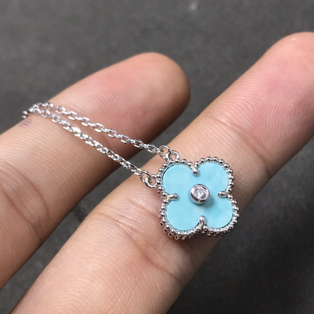 VCA Blue Turquoise Vintage Alhambra Clover Earrings Bracelet Necklace - Original Replica Club