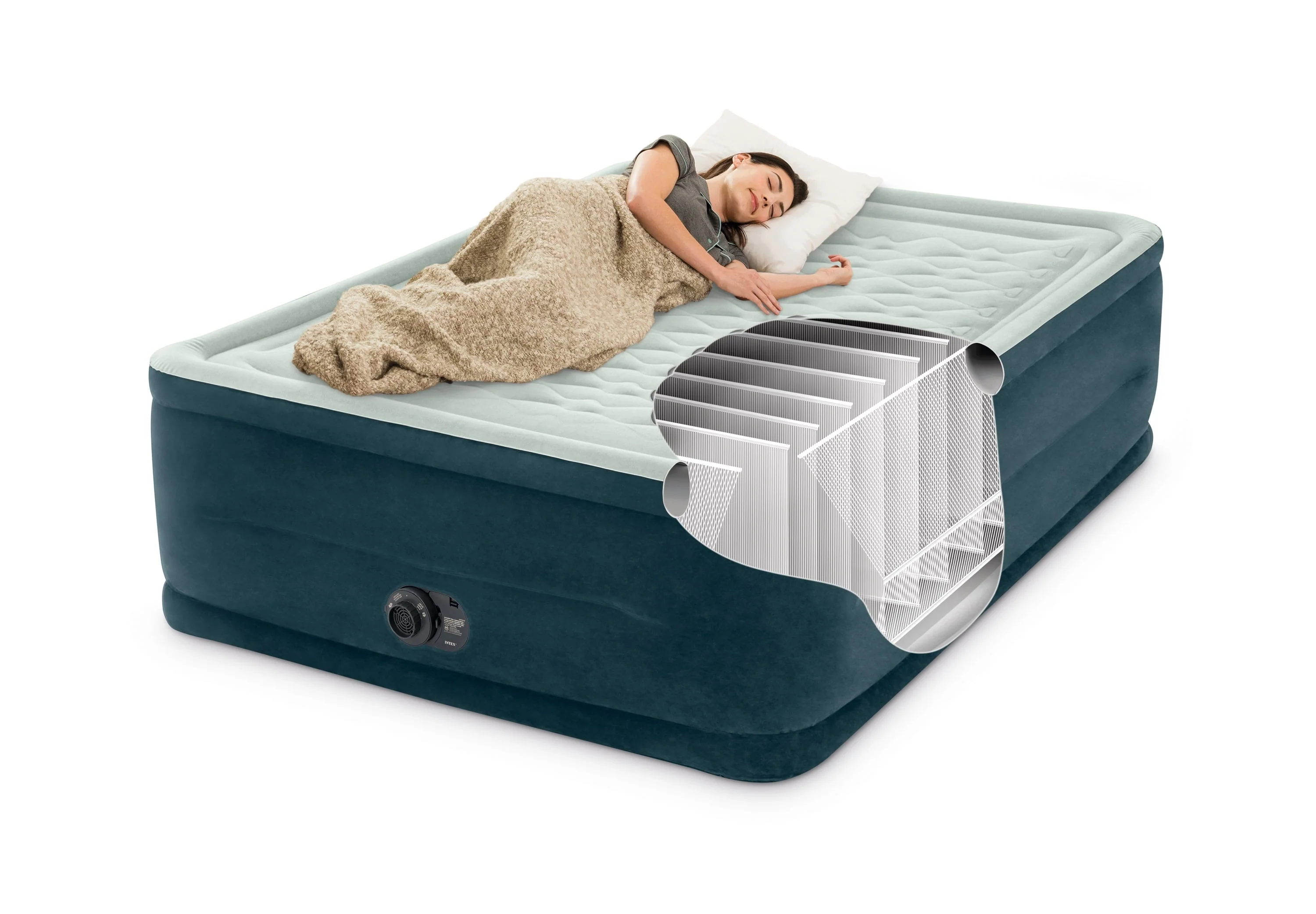 Intex 24" Dream Lux Pillow Top Dura-Beam Airbed Mattress with Internal Pump - Queen - Image 3