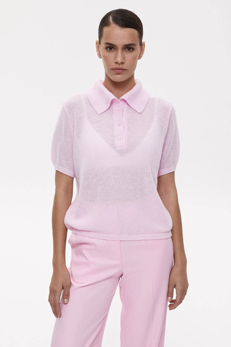 Hollow Out Polo Knit Sweater