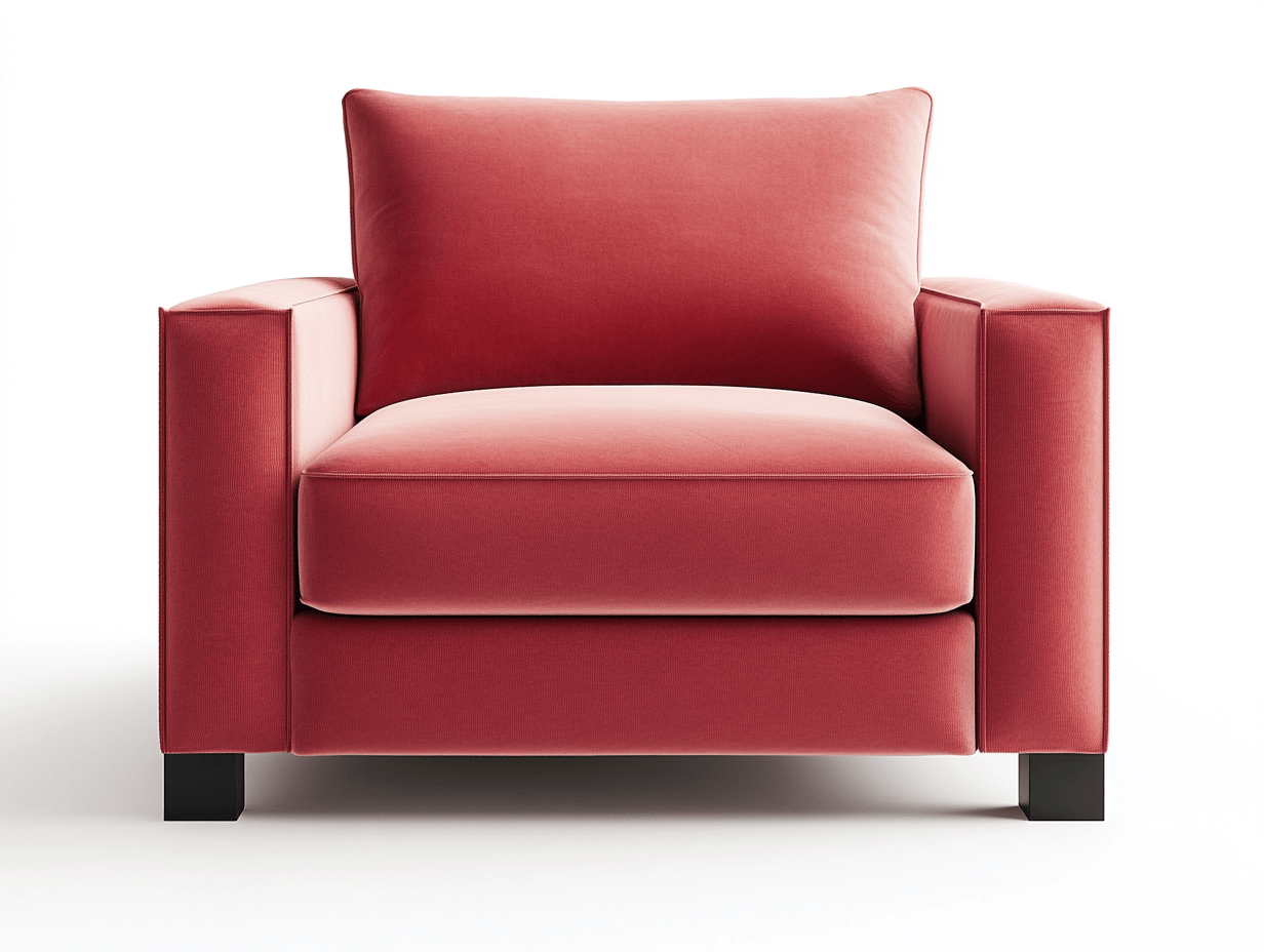 Sillón moderno y elegante en color rojo con patas negras 85x85x80 cm