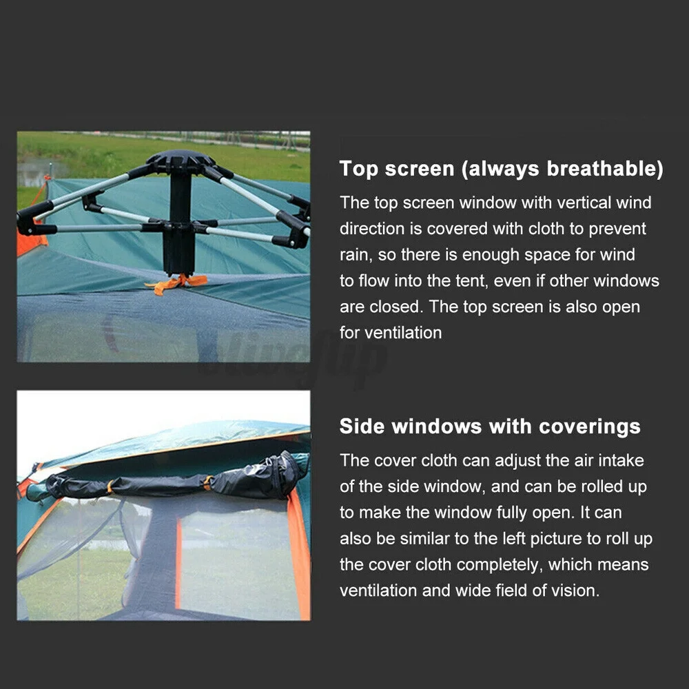 4 Person Family Camping Tent 4 Season Waterproof Anti-UV Windproof Tents Family - Image 13