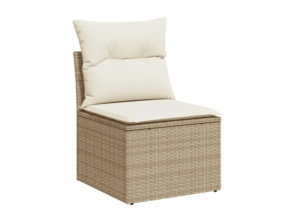 Set de sofás de jardín 11pzas con cojines ratán sintético beige