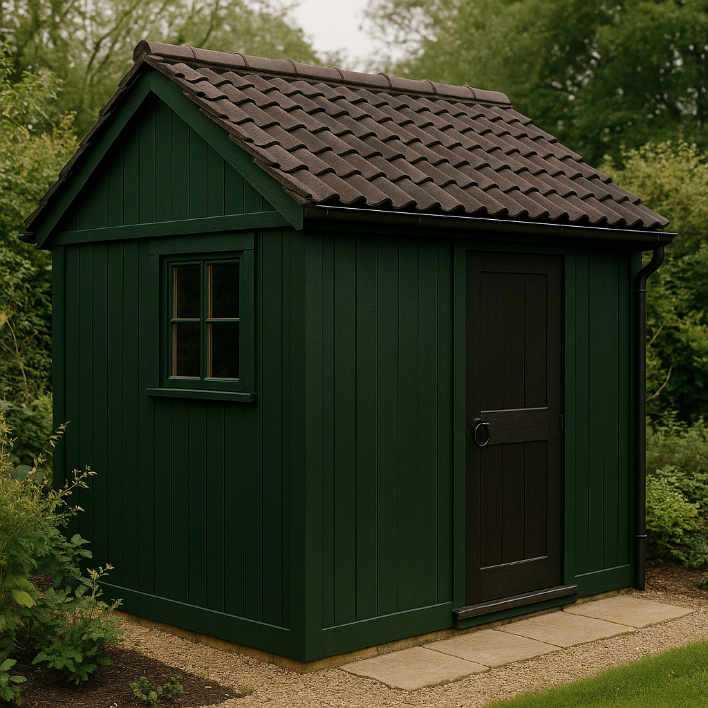 Caseta de jardin de madera Verde Oscuro y Marrón Madera sintética Exterior 250×210×260cm