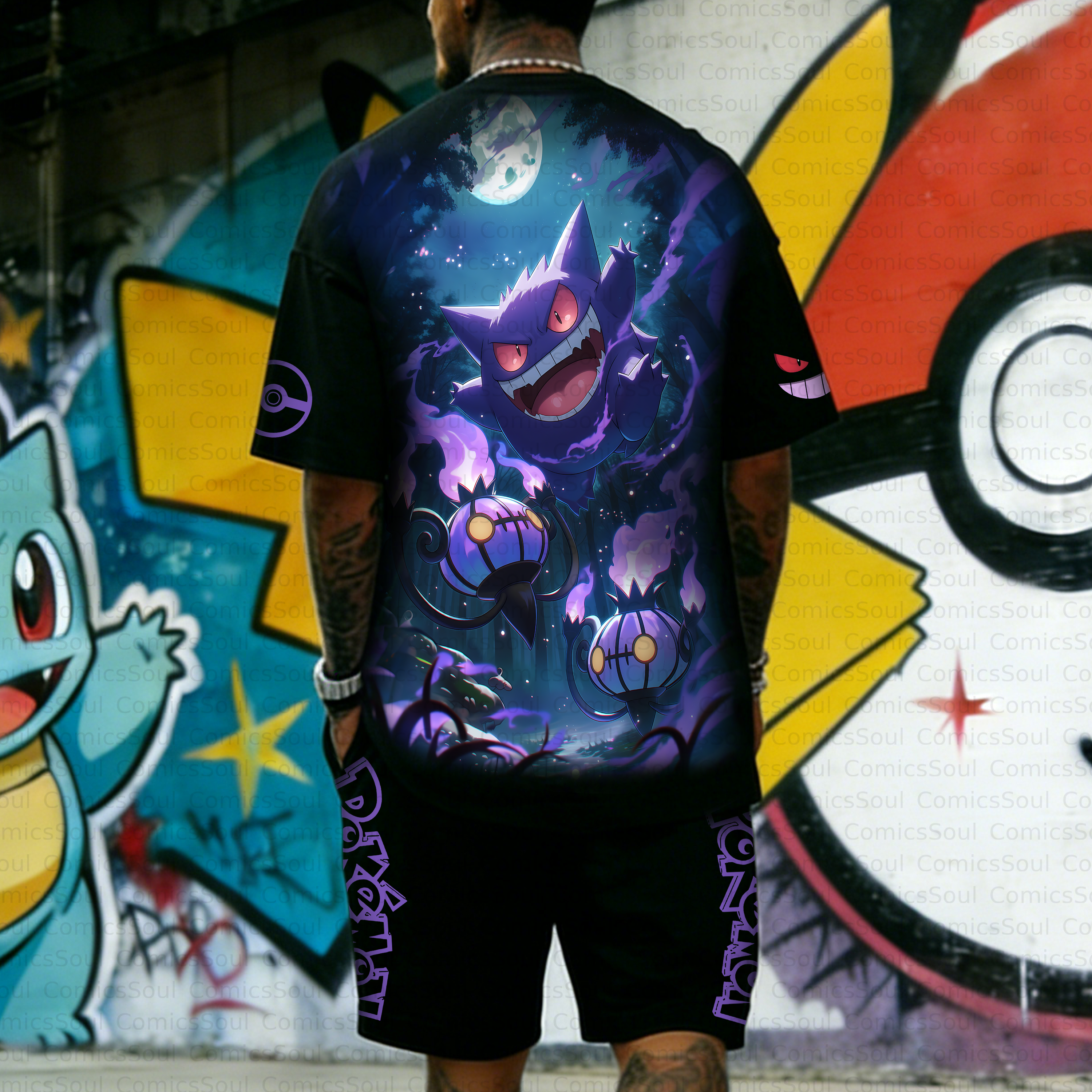 Unisex Anime Inspired Vintage T-shirt& Shorts 2 Pieces Set