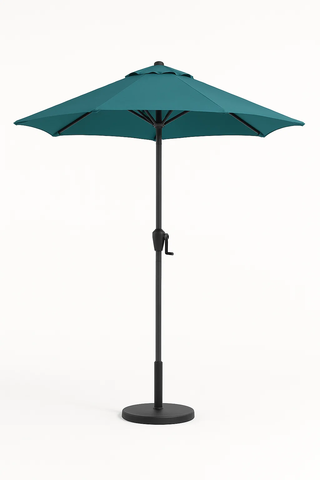 Sombrilla de exterior con brazo lateral ajustable, tejido verde petróleo, perfecta para espacios amplios