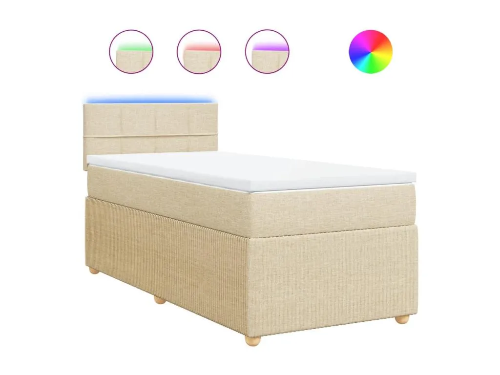 Cama box spring con colchón tela color crema 100x200 cm lsh3522823
