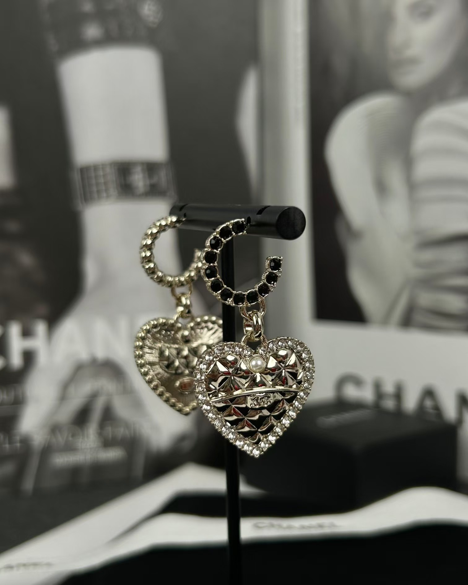 Chanel Hoop with Heart Dangle Earrings - Original Replica Club