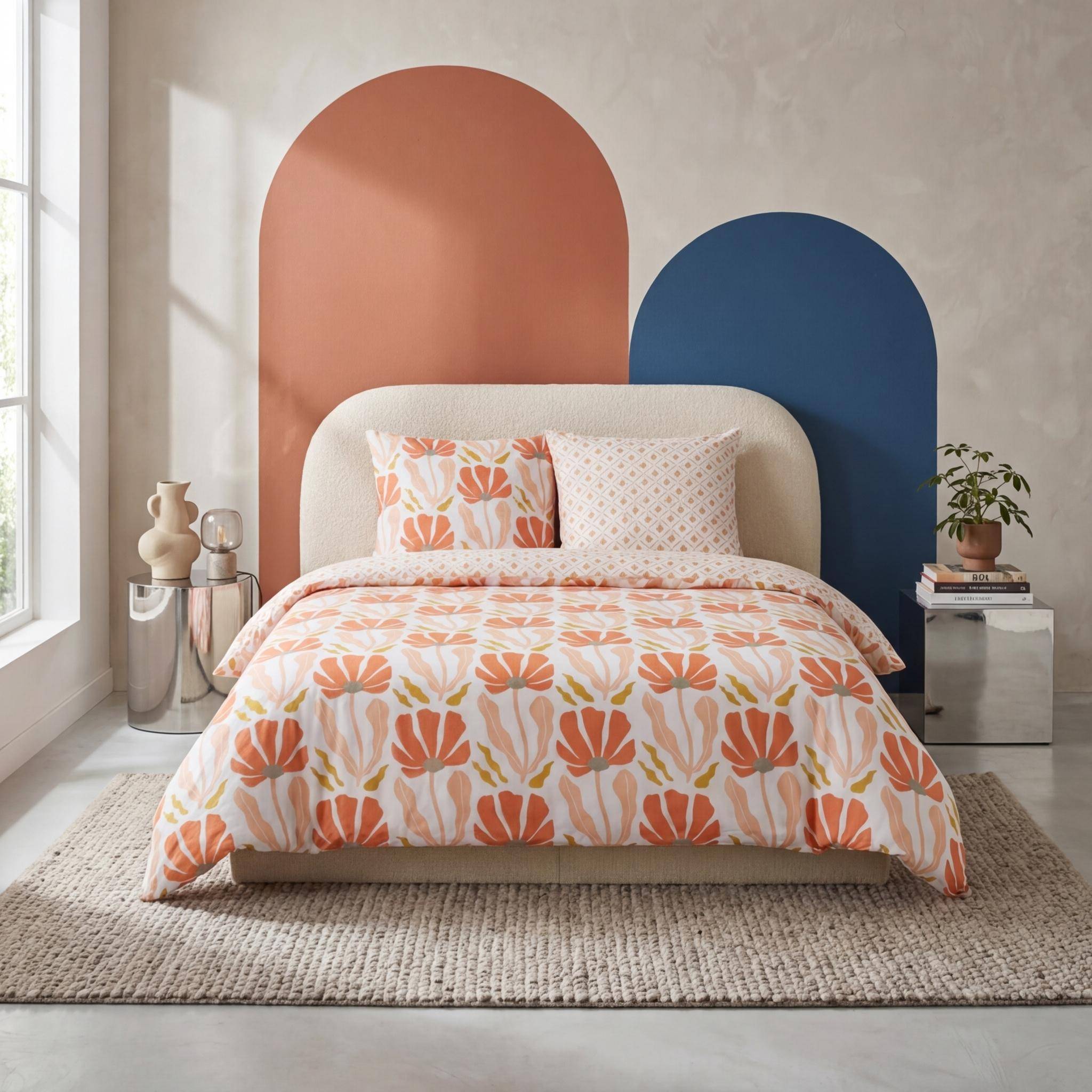 Solea - Juego de cama reversible con estampado floral, 2 plazas