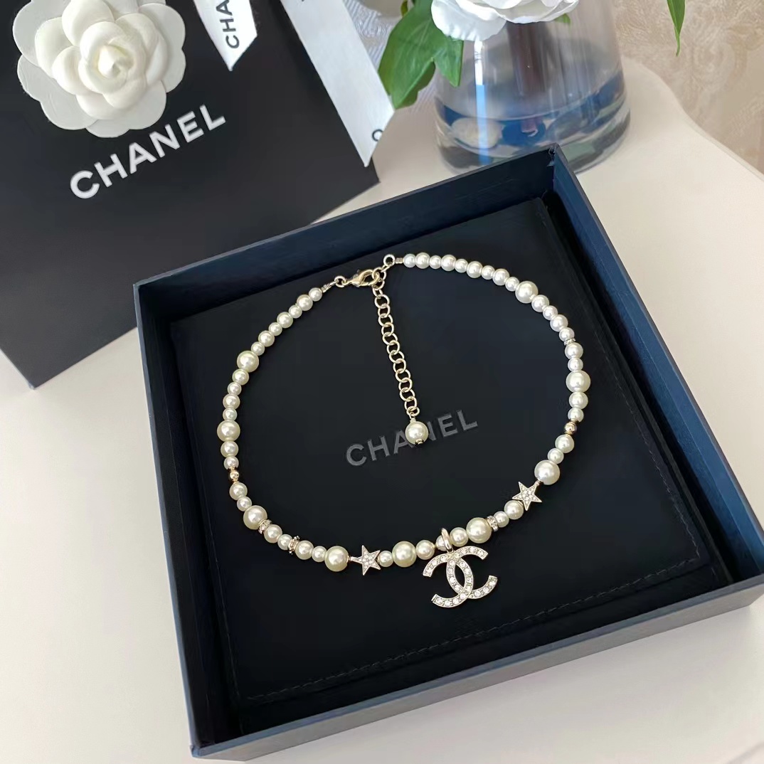 Chanel Star Double C Pendant Pearl Necklace - Original Replica Club