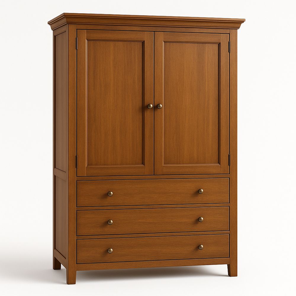 Armario de Madera de Estilo Clásico con Puertas y Cajones,4 Niveles,Ideal para Dormitorio