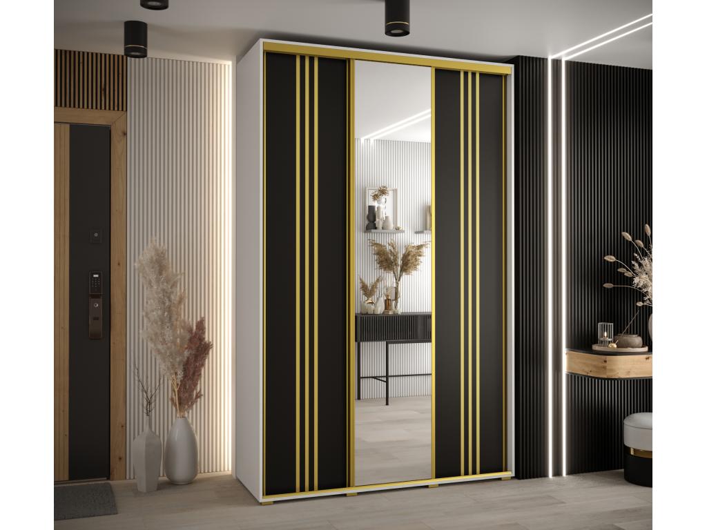 ARMARIO DAVOS 7 DE PUERTAS CORREDERAS 235,2/160/60 3 puertas (Tucasago/Negro/Oro)