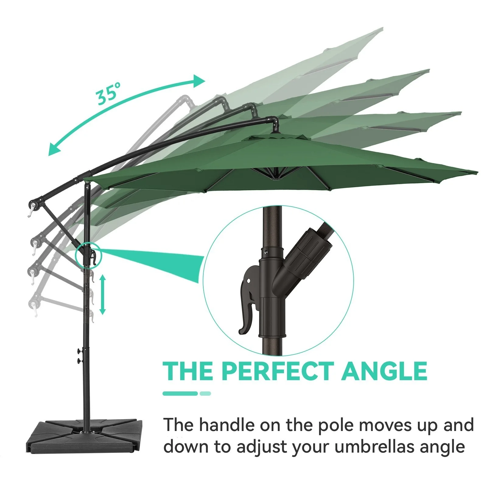 JUSTLET 10ft Heavy Duty Patio Hanging Offset Cantilever Patio Umbrella W/ 4-Piece Base Included Included, Beige