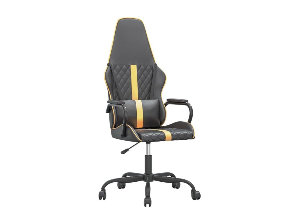 Silla gaming cuero sintético negro y dorado