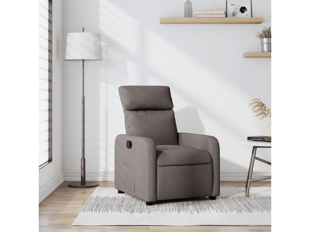 Sillón reclinable de tela gris taupe