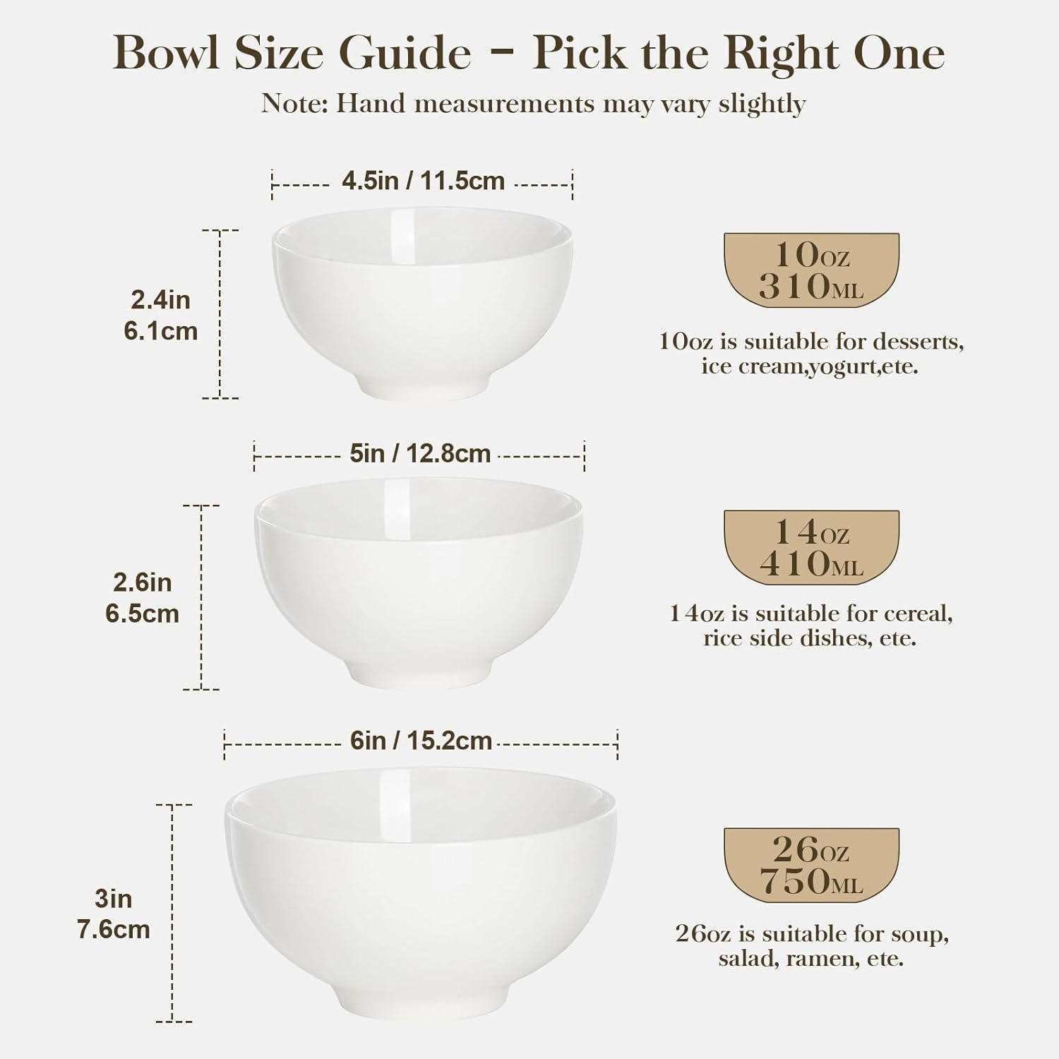 MALACASA 26 OZ Porcelain Soup Bowls Set of 4, White Ceramic Bowls for Kitchen, Cereal Bowl for Oatmeal, Fruit, Salad, Ramen and Rice Bowl -Dishwasher & Microwave Safe Bowls