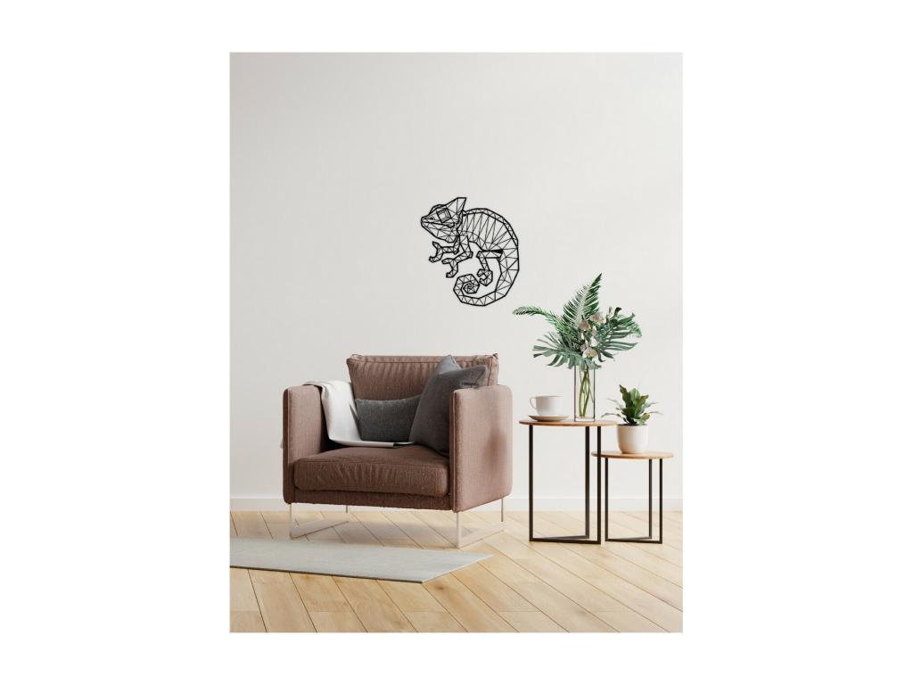 Decoración de Metal Lagarto, Negro, 58x1,5x64 cm, Mubdelu