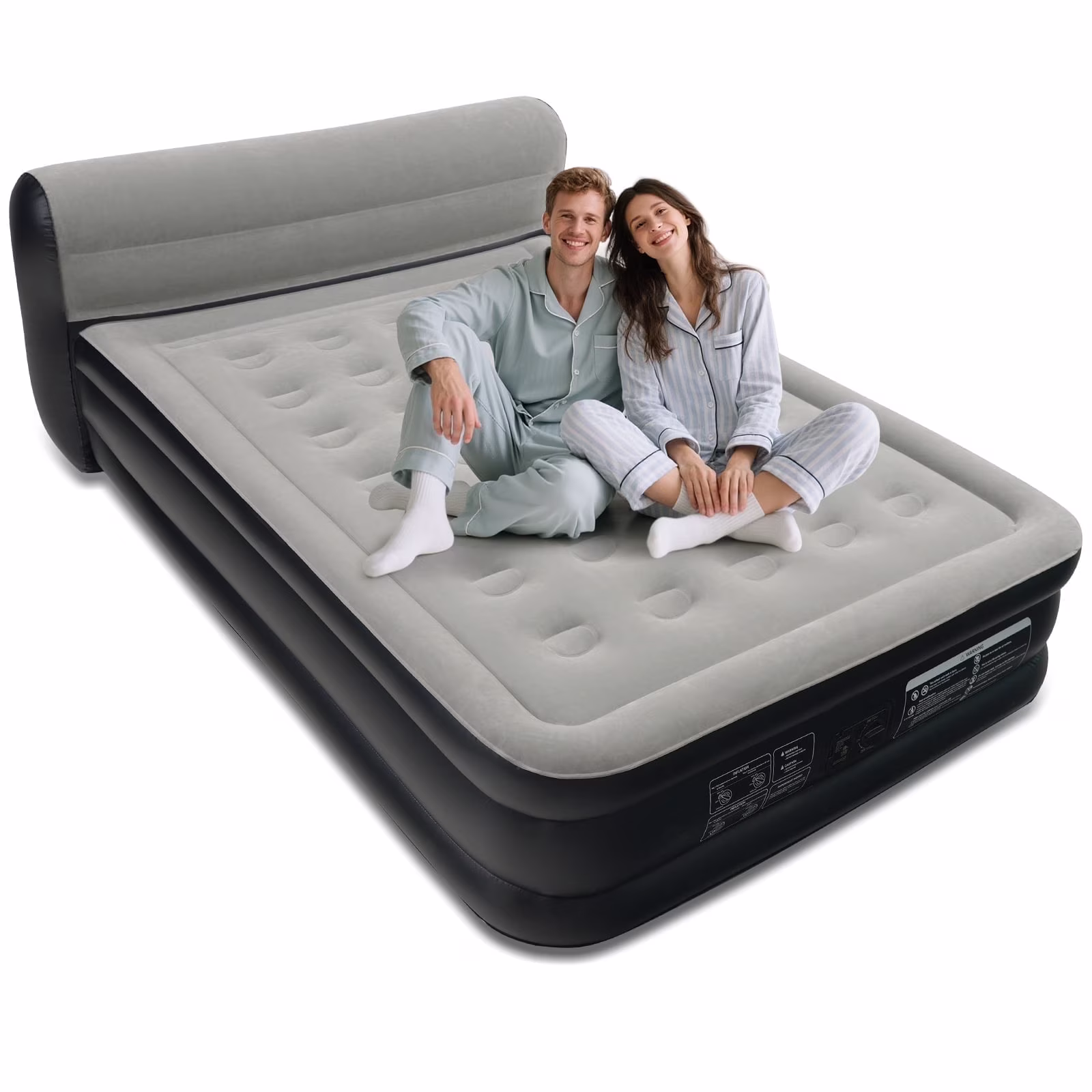 EGGORY King Size Air Mattress with Built - in Pump Inflatable Air Beds, Puncture - Resistant for Camping Trip Home(Queen/Black)