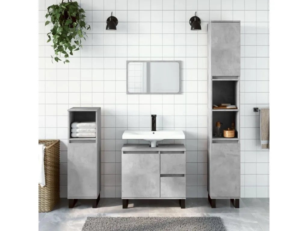 Armario de baño Prietocasa contrachapada gris hormigón 65x33x60 cm