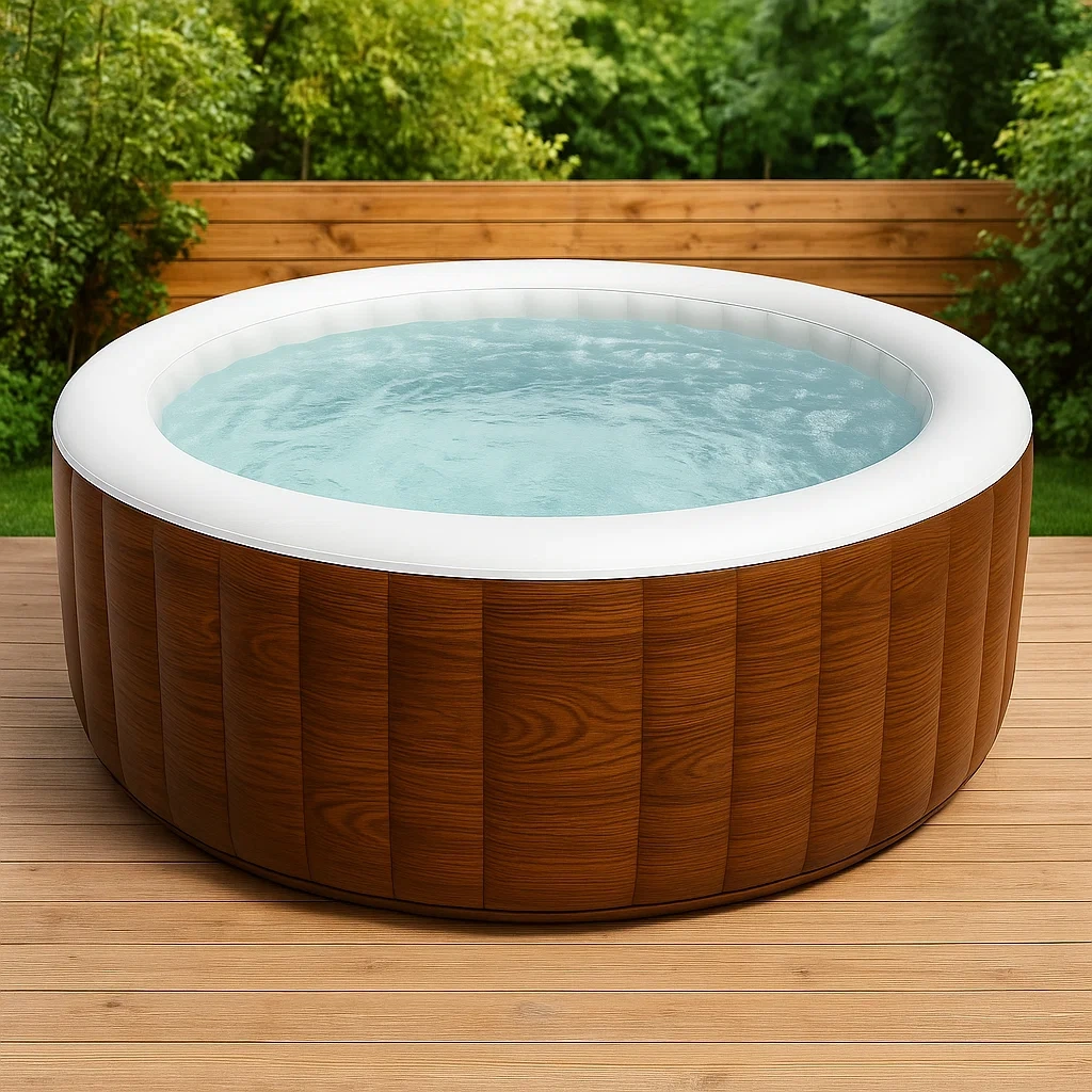 Spas hinchables, 150x150x71 cm, 4 personas, redondo, color marrón/ blanco meaKSGN312tq