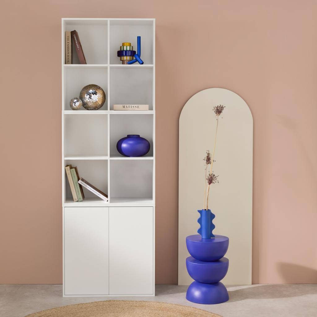 Kompo - Estante, biblioteca modular con 2 puertas y 8 nichos