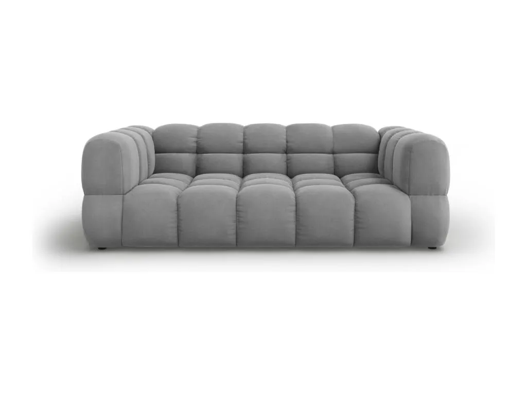 Boverdeco - Sofá Sky 3 plazas de terciopelo gris claro - 214x102x75cm