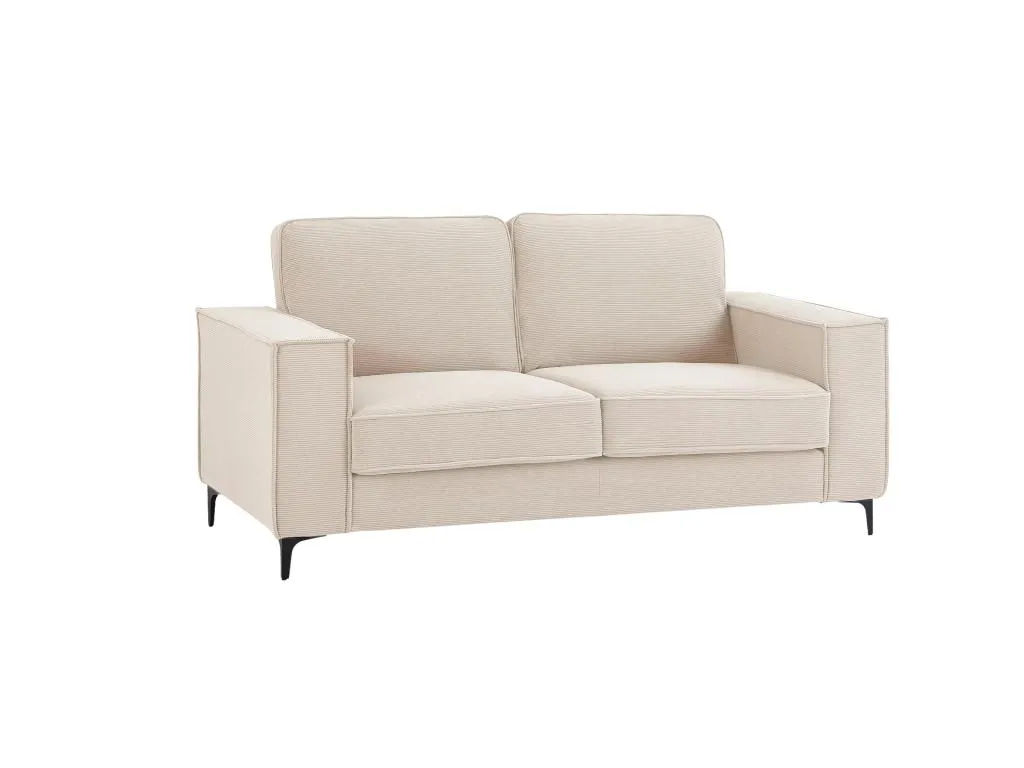 Sofá de 2 plazas de terciopelo acanalado beige Sancaldeco WUYH92202