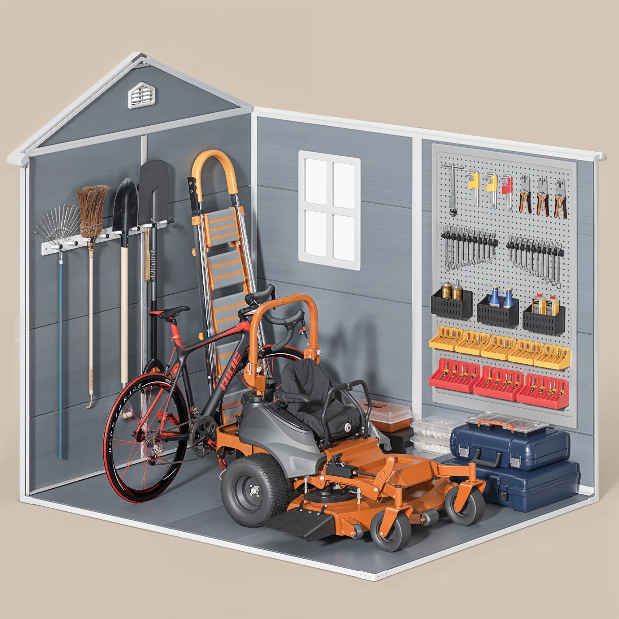 6x4 FT Resin Storage Shed, Lofka Plastic Outdoor Shed with Heavy Duty Floors, 135.6 cu ft, Colorfast, Side Window, Double Lockable Doors for Garden Backyard