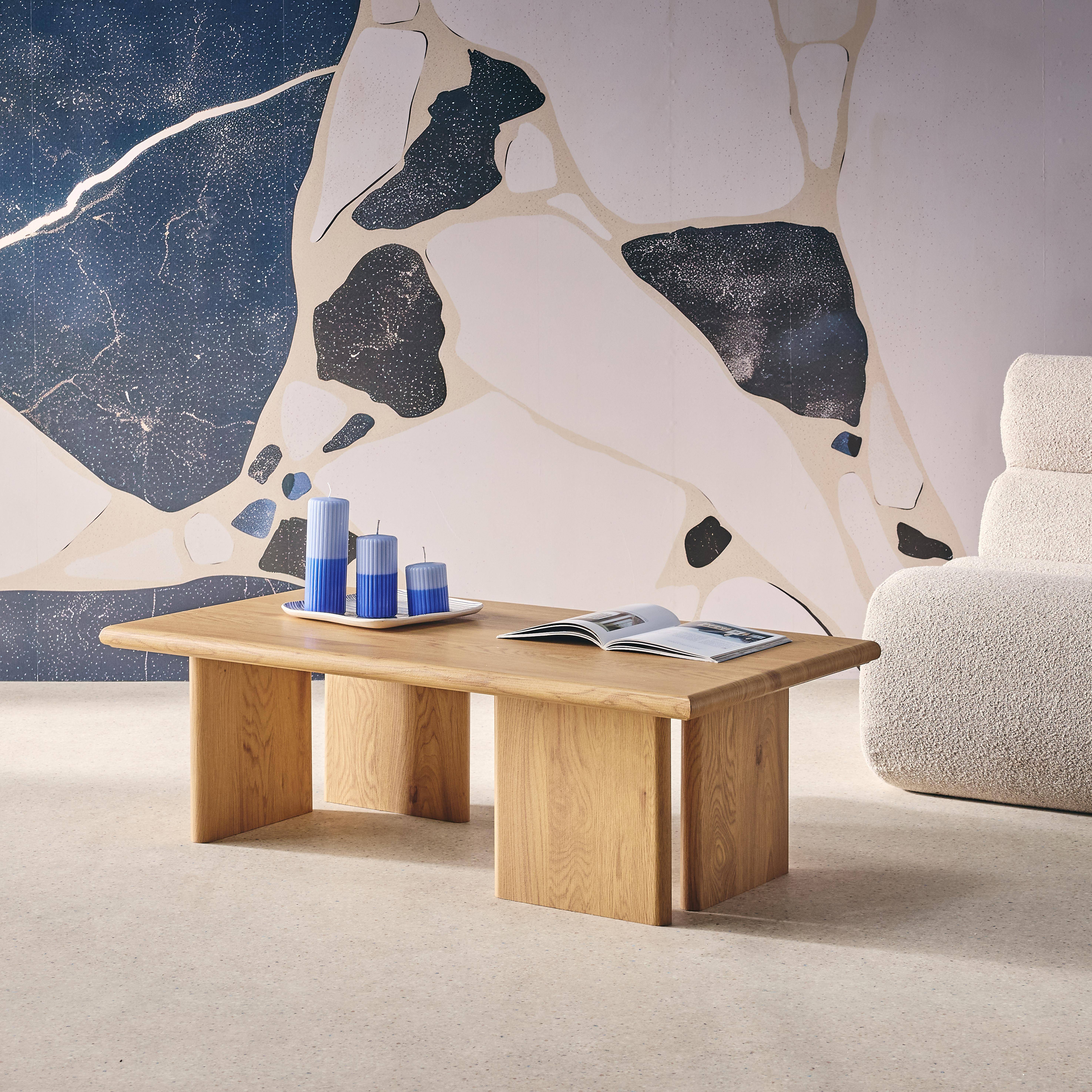 Tilos - Mesa de centro rectangular con efecto madera