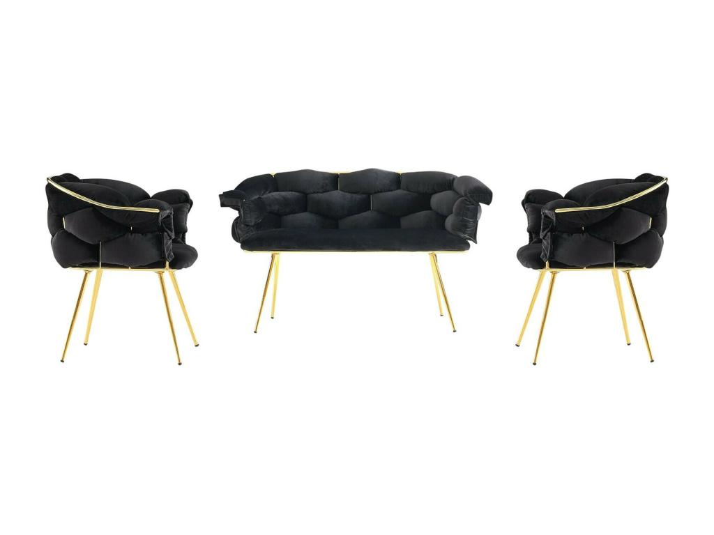 Conjunto de muebles tapizado Kailua 2059, Negro, Tapiz