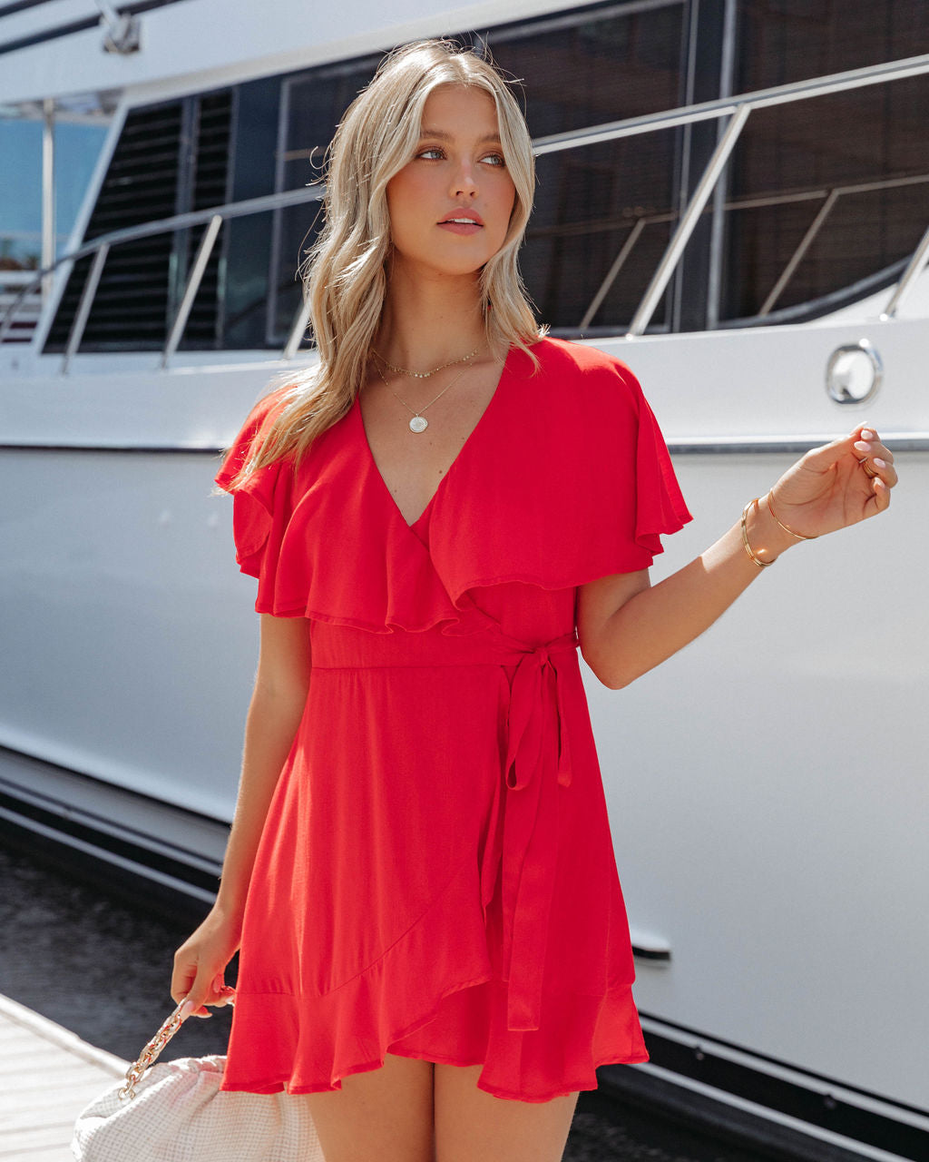Savannah Ruffle Wrap Dress - Red - FINAL SALE - Se7enfashion