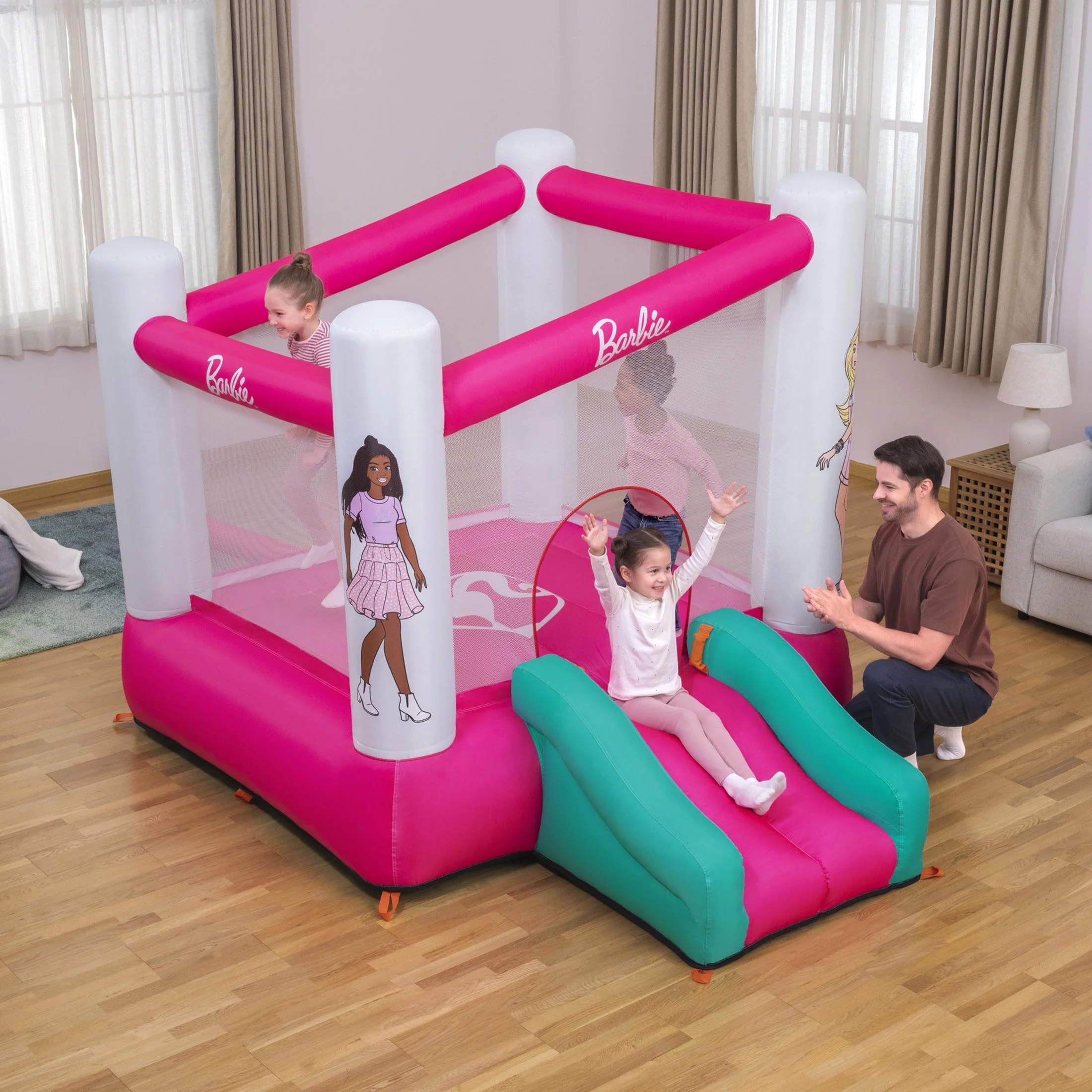 Barbie Inflatable Bounce House with Mesh Walls, Slide and Blower, Indoor/Outdoor, Ages 3+ - Image 4