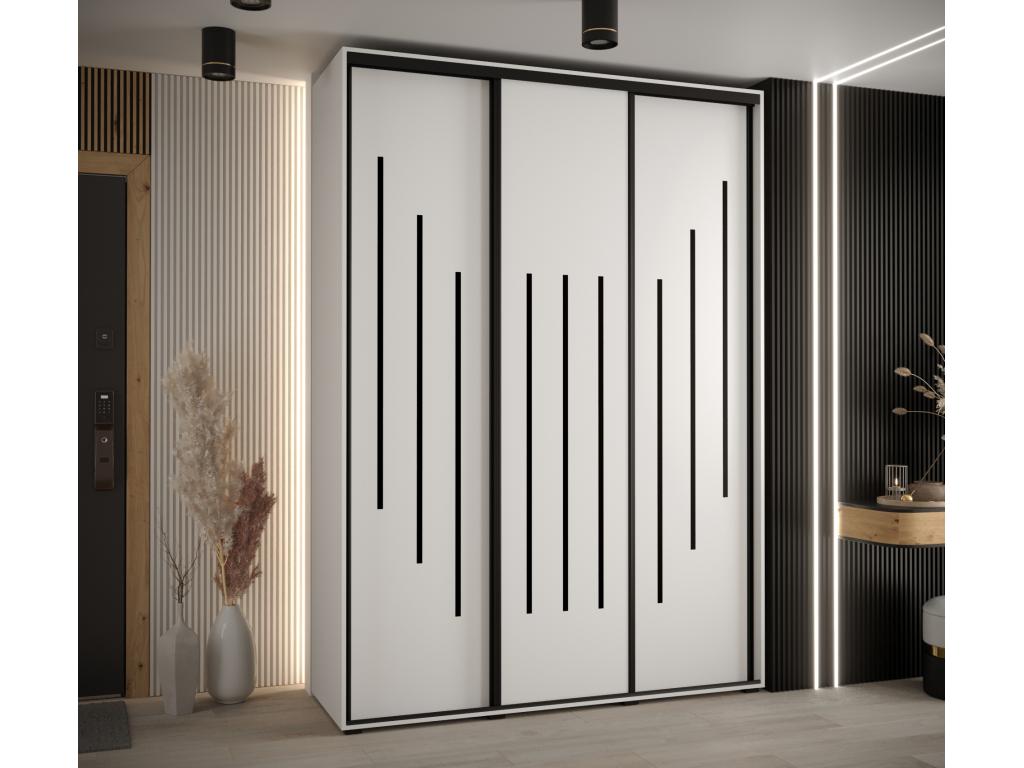 ARMARIO DAVOS 8 DE PUERTAS CORREDERAS 235,2/170/45 3 puertas (Blanco/Blanco/Negro)