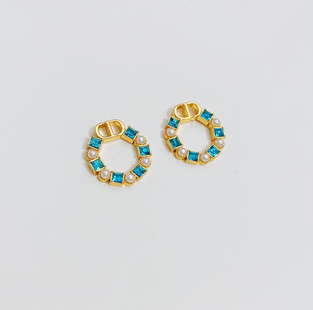 Dior Color Gem Rhinestone Earrings - Original Replica Club