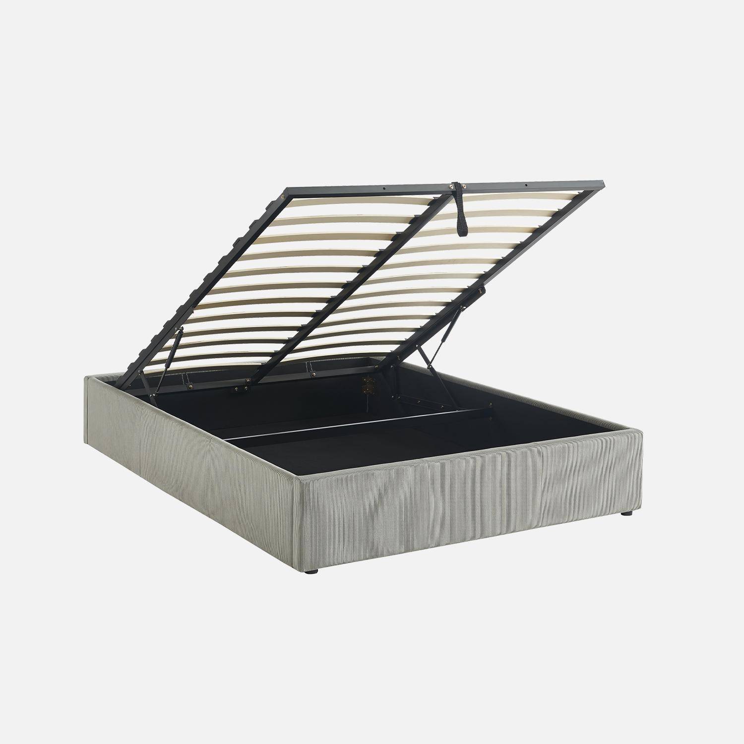 Devon - Cama con somier abatible y cabecero 140x190cm, acabado en pana fina