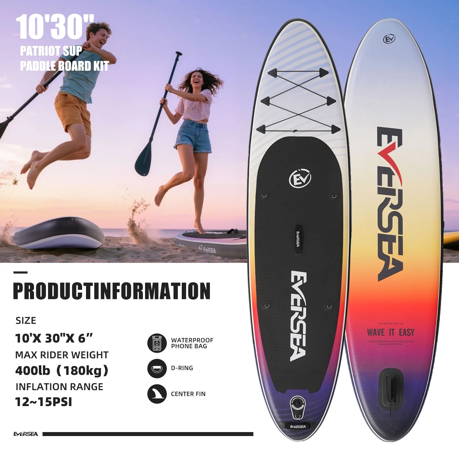 MSEASFREE 10' Inflatable Stand up Paddle Board,with Premium SUP Paddle Board Accessories,Non-Slip Comfort Deck for Youth & Adults - Image 20