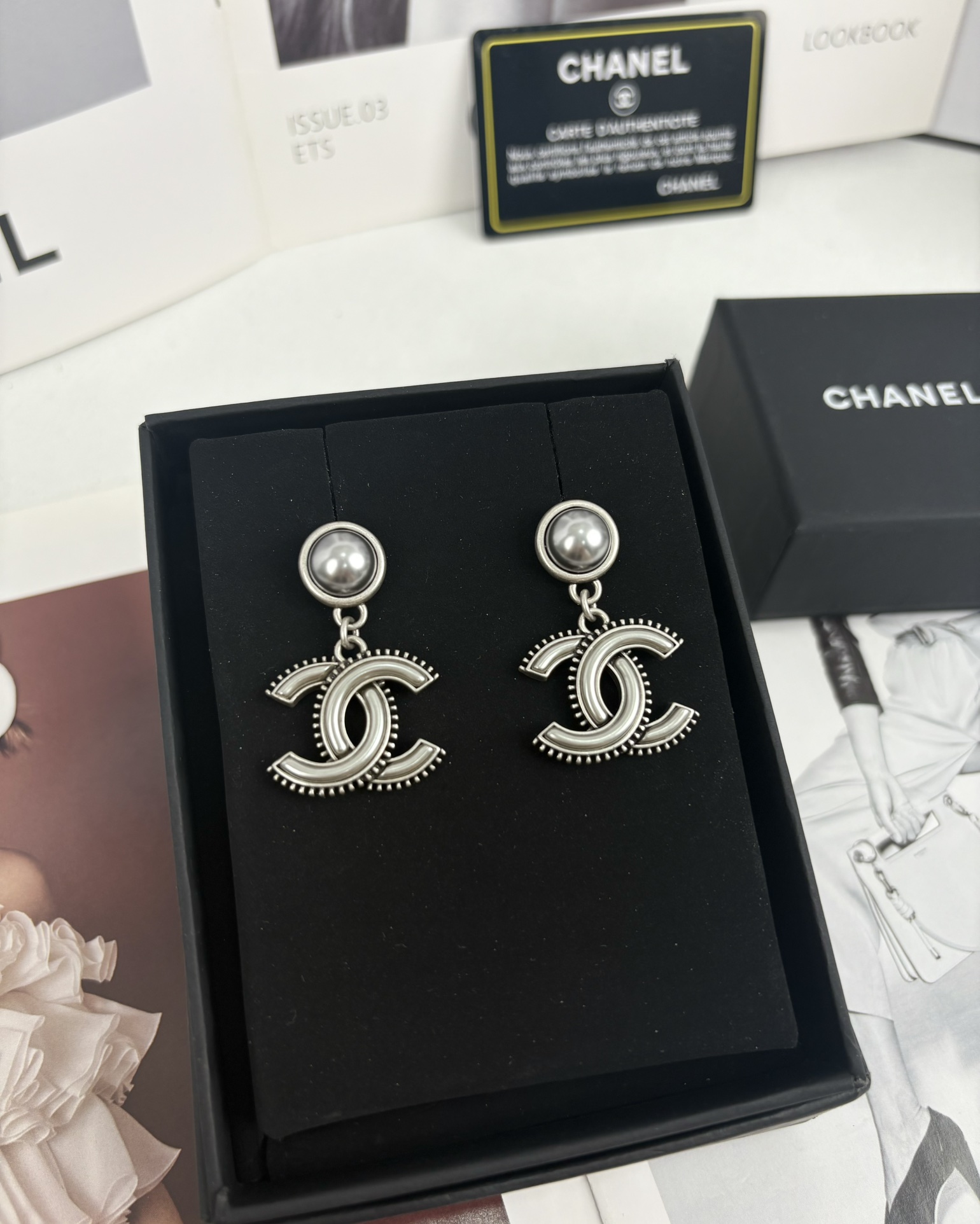 Chanel Vintage Gray CC Brooch - Original Replica Club