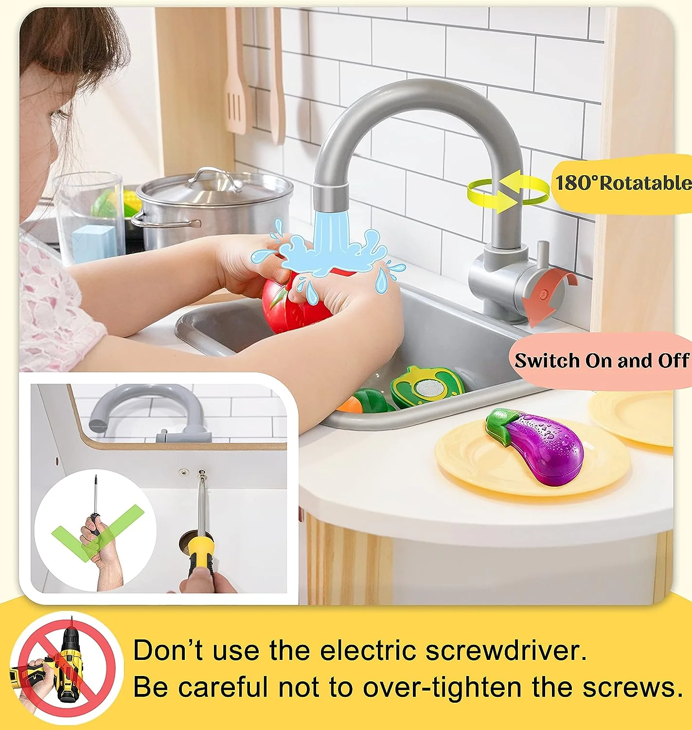 Children's small land play kitchen, wooden children's play kitchen toy set