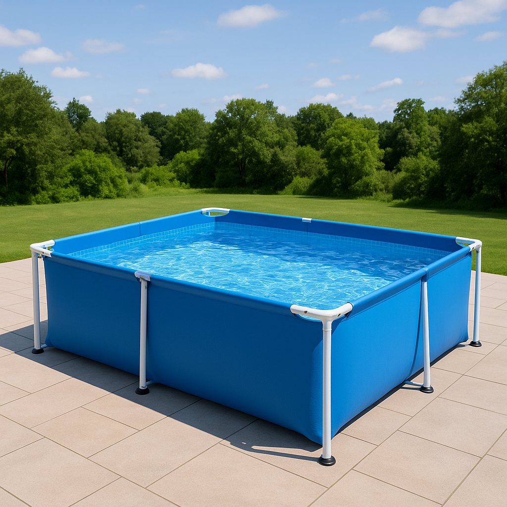 Piscina tubular rectangular Rectangular Sí Piscina Tubular PVC, Acero 732x366x132 cm Azul/Blanco